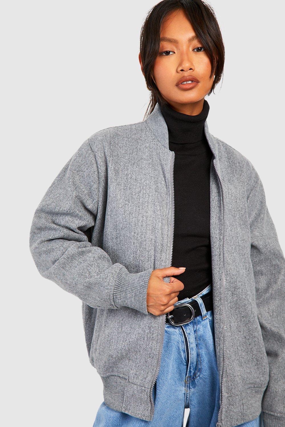 Grey wool hotsell bomber jacket